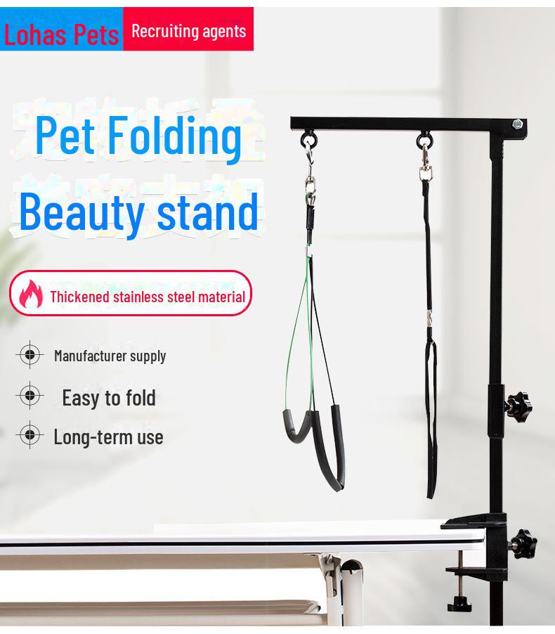 Lohas Husdjursvårdsbord Bomfäste: Svart Metall Fällbart Fäste för Tillbehör till Trimbord