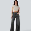 Nuovi Jeans Larghi Elasticizzati a Gamba Larga a Vita Alta Primavera ed Estate, Jeans da Donna e Pantaloni Lunghi a Gamba Larga Snellenti e Aderenti
