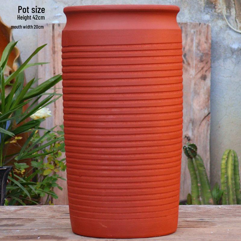 Vintage Ceramic Coarse Pottery Succulent Planter - Tall Indoor Decorative Jar for Flowers and B&B Hotels