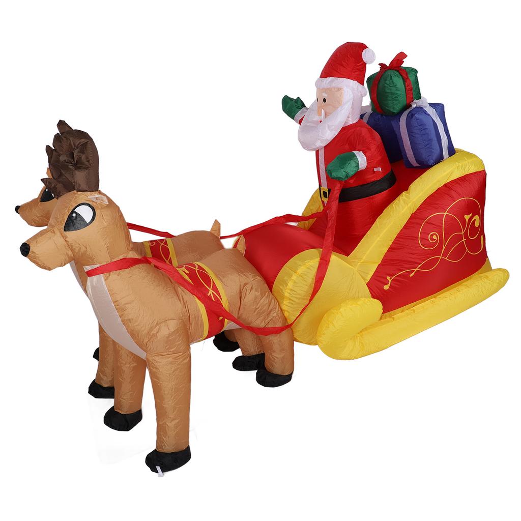 Aufblasbarer Weihnachtsmann im Schlitten mit Rentieren 7FT Polyesterfaser Weihnachten Aufblasbar für den Garten