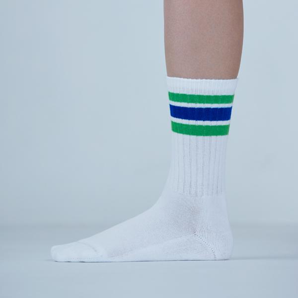 FamilyMart Gestreifte Socken, Weiß (22-25cm)