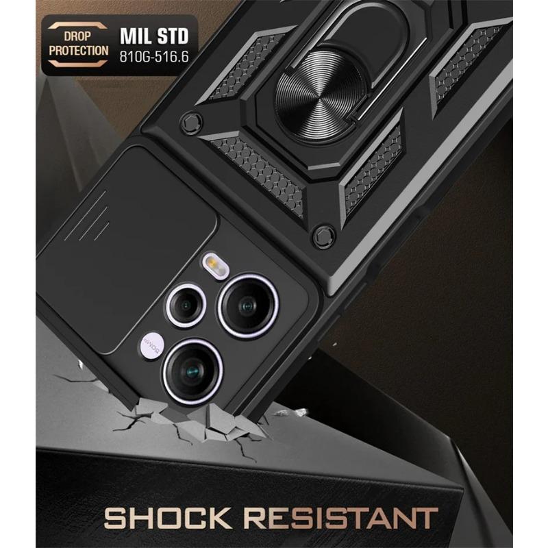 Slide Lens Protect Cover For Poco X5 Pro 5G Case RIng Holder Armor Shockproof Coque Poko Little X5 X 5 Pro X5pro Pocox5pro Funda
