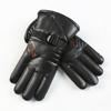 Men's Warm Gloves with Fleece and Thickened PU Leather Fashionable and Classic Open Mouth Smiling Gloves  Windproof and Cold Proof for Outdoor Cycling