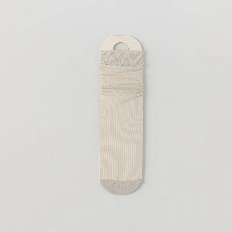 Summer Women Socks Hollow Out Mesh Thin Breathable Middle Tube Socks Women Ultra-thin Solid Color Black White Elastic Long Socks