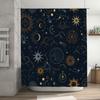 Gothic Astral Shower Curtain with Golden Constellation Sun Moon Eye Design for Bathroom Decor Navy Blue White Sun Moon Bathroom