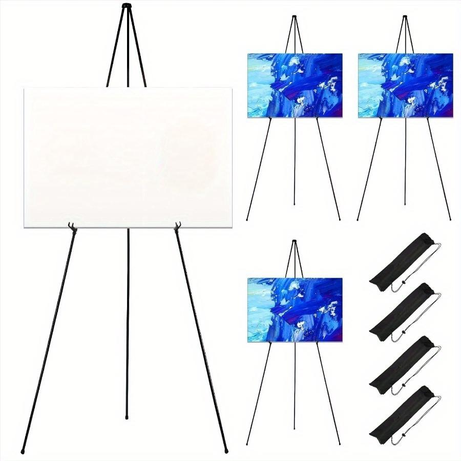 1pc Easel Stand for Display with Bag, Lightweight Black Metal Painting Easel, Portable Adjustable Poster Stands, Floor Tripod Collapsible Display