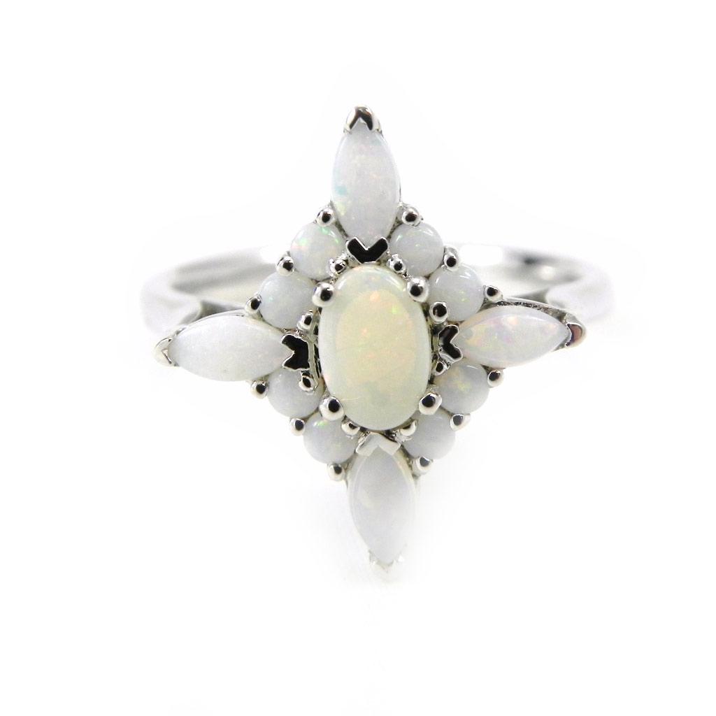 White 'Opal Goddess' Silver Ring