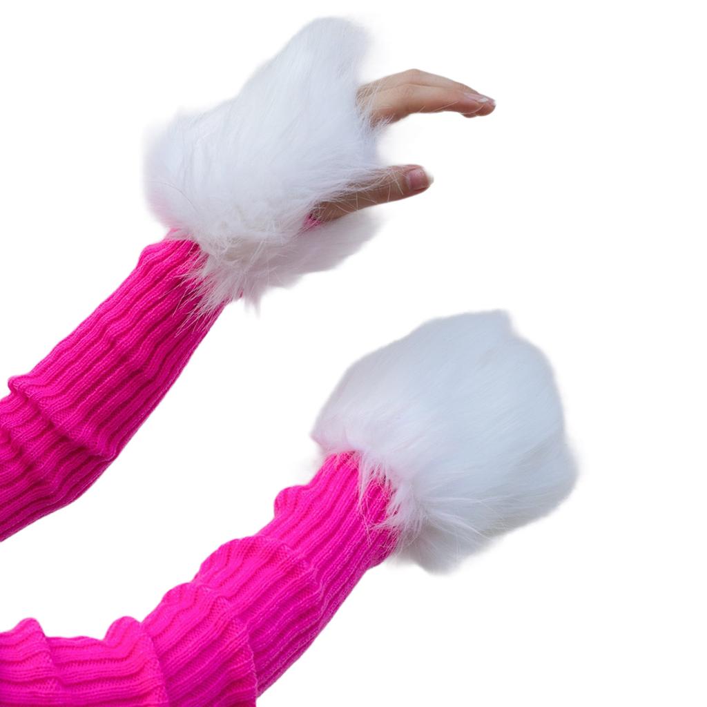 Damen Einfarbig Kunstpelz Handgelenkstulpen Winter Pelzig Bänder Armstulpe Handgelenk Slap On Stulpen Armstulpe Plüsch Verdicken