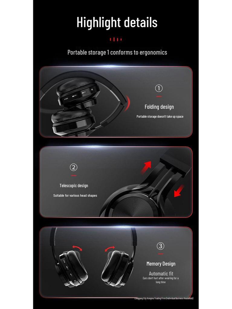 Ultra-Long Standby Over-Ear Bluetooth Headphones with High-Quality Sound, Compatible with All Mobile Phone Brands