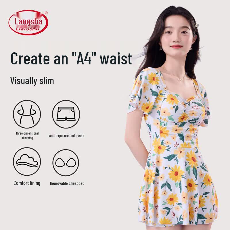 LangSha Women s One-Piece Swim Dress XL
