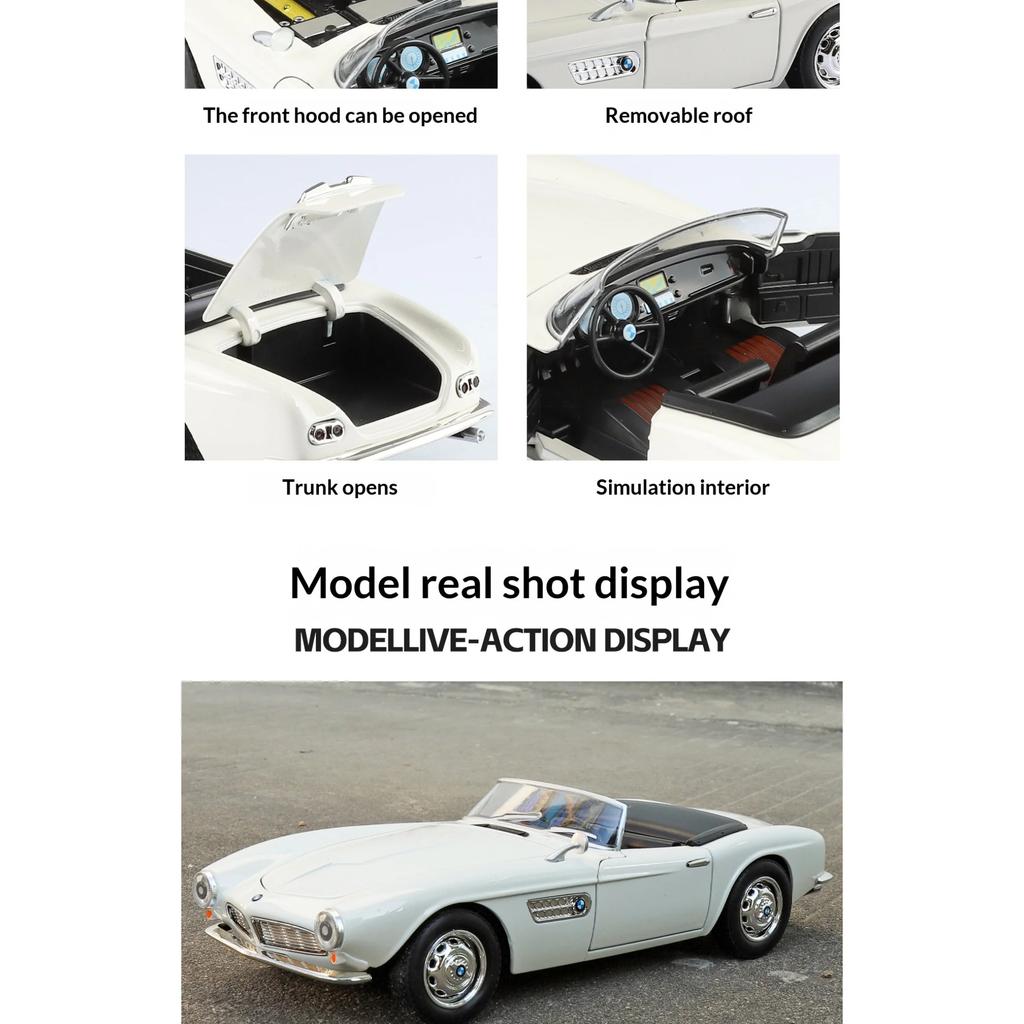 1/24 BMW 507 Legierungsauto-Modell Simulation Sound und Licht Metall-Druckgusskarosserie Sammlerstücke Kinderspielzeug Geschenke Feiertagsdekorationen