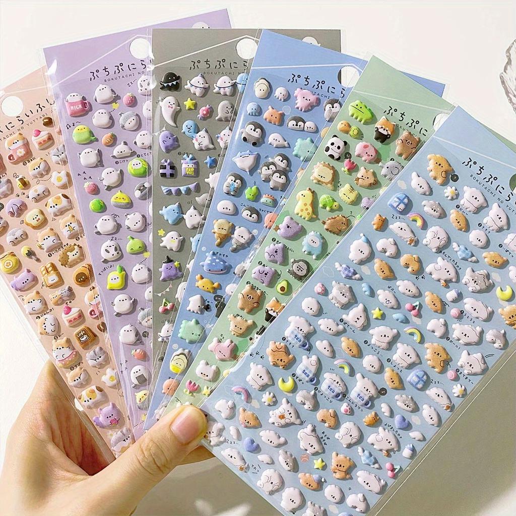 Cute Kawaii Animals 3D Bubble Stickers Durable Adhesive Funny, Aesthetic Art Stationery for DIY Journal, Laptop, Water Bottle Decoration Stickers