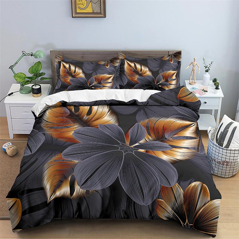 Floral Duvet Cover Queen,Green Botanical Duvet Cover Set,Garden Flower Leaves Branch Duvet Cover Soft Breathable Comforter Cover