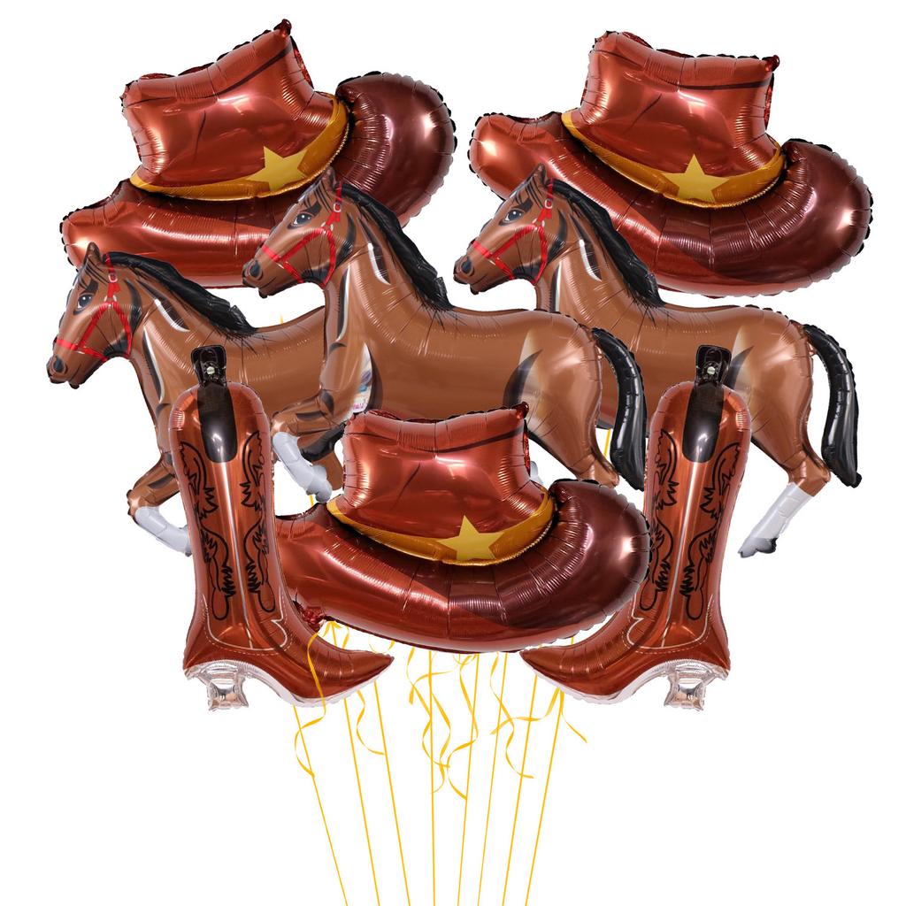 Western Cowboy Festival Party Ornaments Balloons Children'S Baby Birthday Horse Racing Festival Arrangement Props Aluminum Film Balloons
