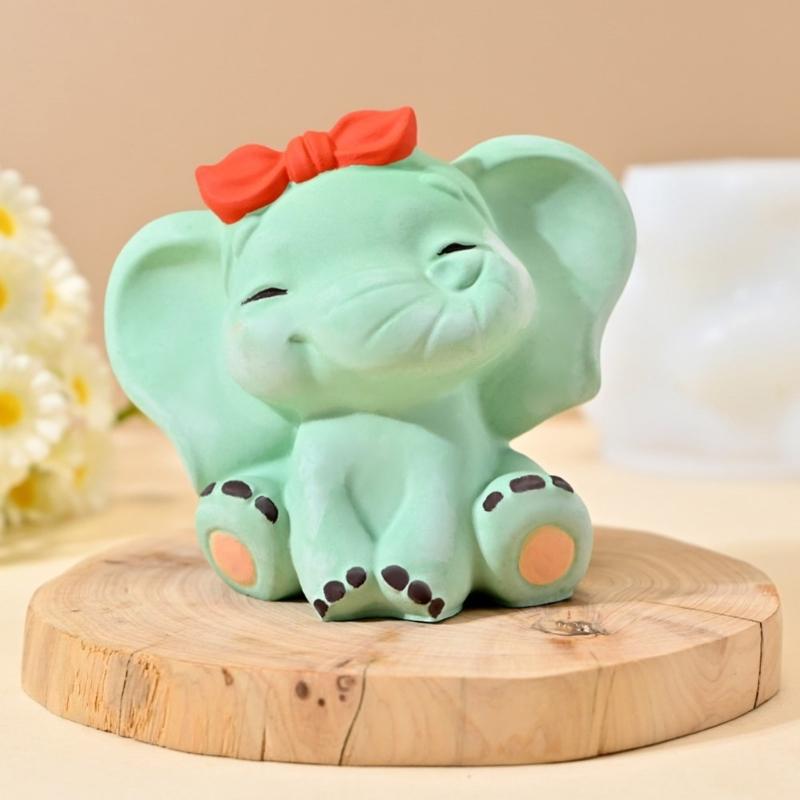 Lovely 3D Elephant Sturdy Silicone Mould Home Accessory for Creating Gypsum Resin Figurine Decorations Daily Casual Use