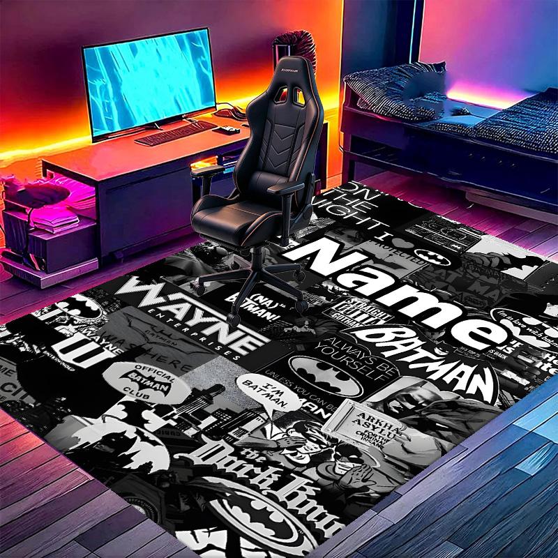 Custom Name Personalized Batman Print Carpet, Versatile Home Decor Rug, for Playroom, Apartment, Balcony, Entryway, Hallway Gift