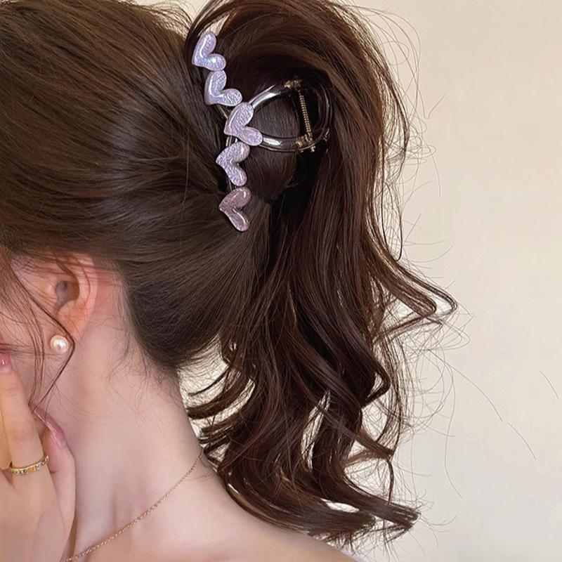 Petites pinces à cheveux en forme de cœur pour femmes, style frais, barrettes en acrylique, épingles à cheveux, queue de cheval, requin, accessoires pour cheveux pour filles