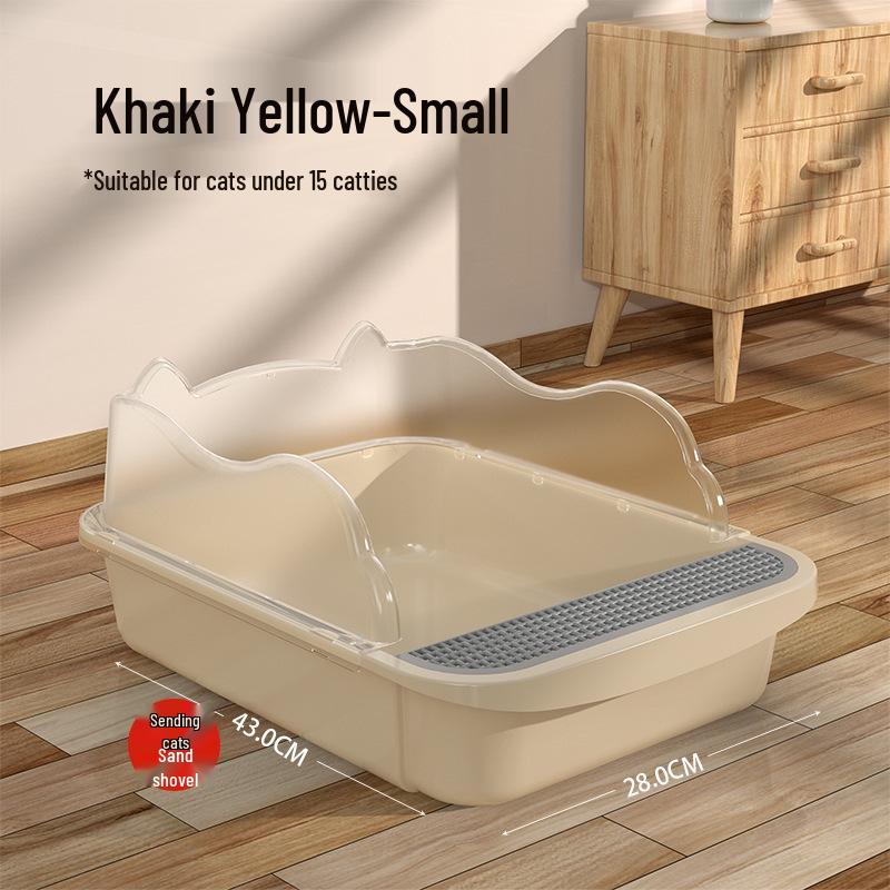 Compact Semi-Enclosed Cat Litter Box with Odor Proof Design