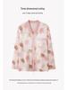 Damen Pyjama-Cardigan-Set aus reiner Baumwolle mit langen Ärmeln - Niedlich und locker für Frühling und Herbst