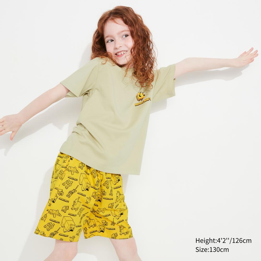 

UNIQLO KIDS MINECRAFT Легкие хлопковые легкие короткие штаны D