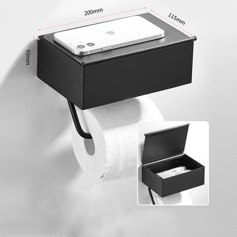 Gun Gray 304 Stainless Steel Bathroom Paper Roll Holder Wall-mounted Toilet Tissue Box Paper Towel Rack Bathroom Accessories