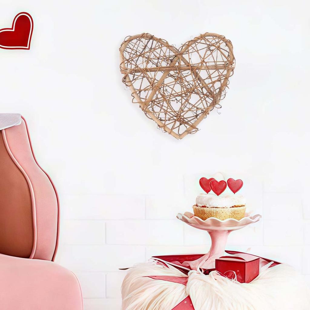 11,8 Zoll DIY Weinrebenkranz Rattan Valentinstag Herz-Kranz Zweig-Girlande Rattan Wandbehang Dekor Takraw Basteln Muttertag Outdoor-Dekoration