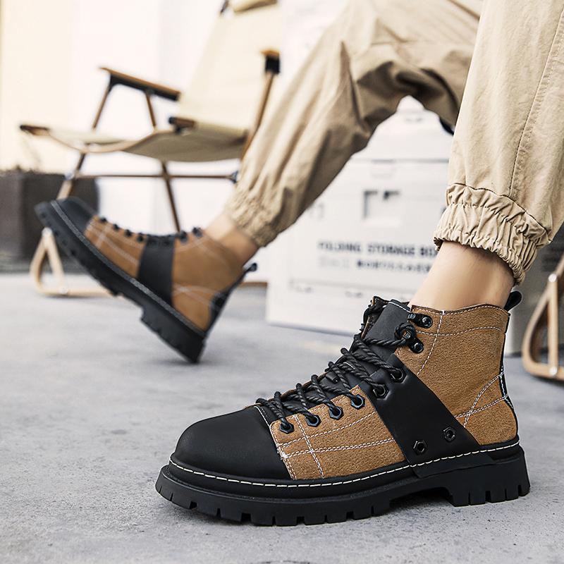 Herren-Stiefeletten aus echtem Leder, hohe Freizeitschuhe