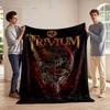A Swirling Skeletal Design with Horns, Scythe, and Blood-like Accents. for All Seasons Blanket Lunch Break Throw Gift