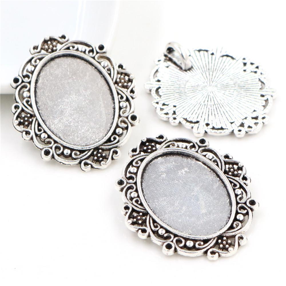 10 Stück 18x25mm Innenmaß Ovaler Anhänger Cabochon Leere Basis Fassung Fassungsschale DIY Halskette Schmuckherstellung Zubehör Fundstücke