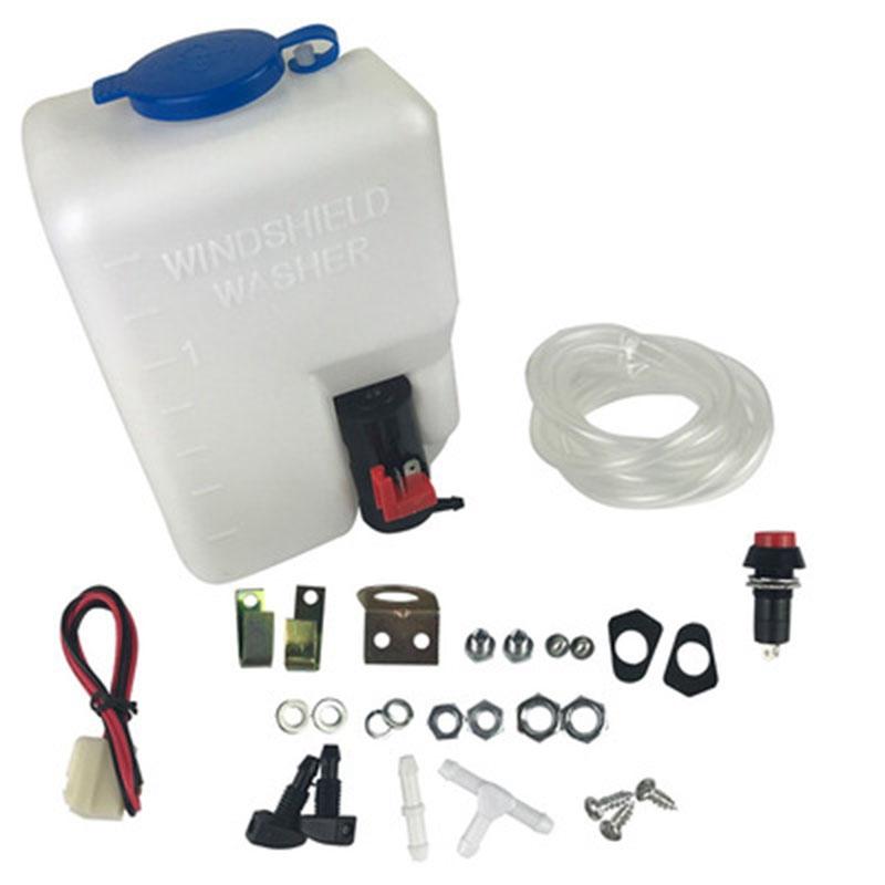 Portable 12V 1.5L Universal Motorcycle Car Wind Shield Washer Reservoir Pump Bottle Kit белый