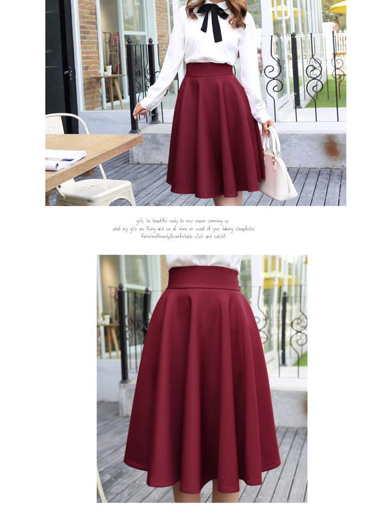 Retro sukně ve stylu Hepburn s vysokým pasem a nadývaným střihem - Podzimní/zimní kolekce