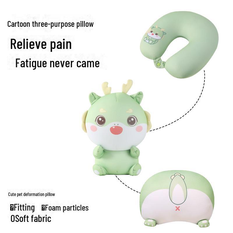 Cartoon Panda Multi-Function U-Shaped Travel Neck Pillow & Plush Doll