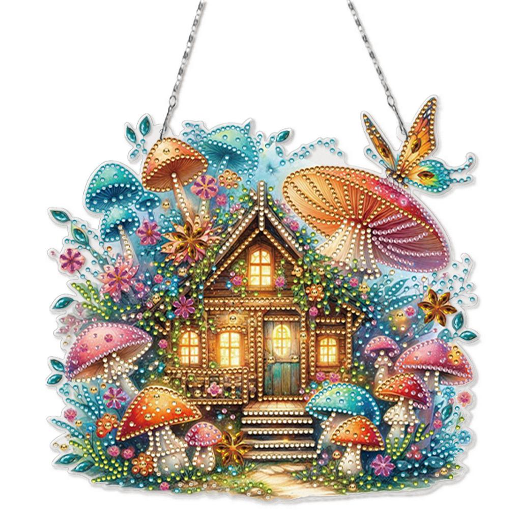 2pcs Acrylic 2D Flat DIY Special Shape Rhinestone Diamond Art Window Pendants Diamond Art Pendant Wall Decor for Home & Windows