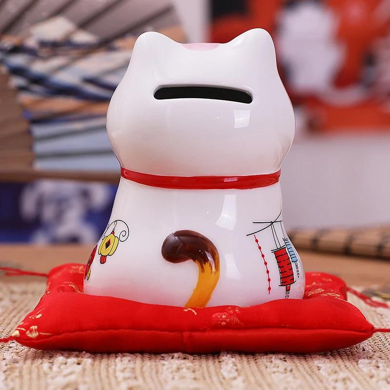 4,5 Inch Keramische Maneki Neko Gelukskat Spaarpot Muntpot Huisdecoratie Ornament FENG SHUI Beeldje