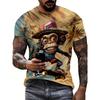 Summer Round Neck 3D Funny Animal Pattern Print Top Fashionable Casual Short Sleeved Men's T-shirts