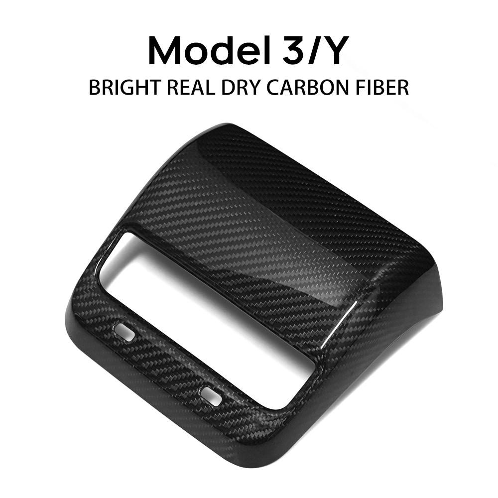 Real Dry Carbon Fiber Car Rear Air Vent Conditioner Outlet Cover for Tesla Model 3 Model Y AC Vents Trim Case Auto Accessories