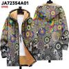 Winter Hooded Zip-up Cotton Jacket Teens British Style 3D Print Fleece Lined Loose Fit Outdoor Wear