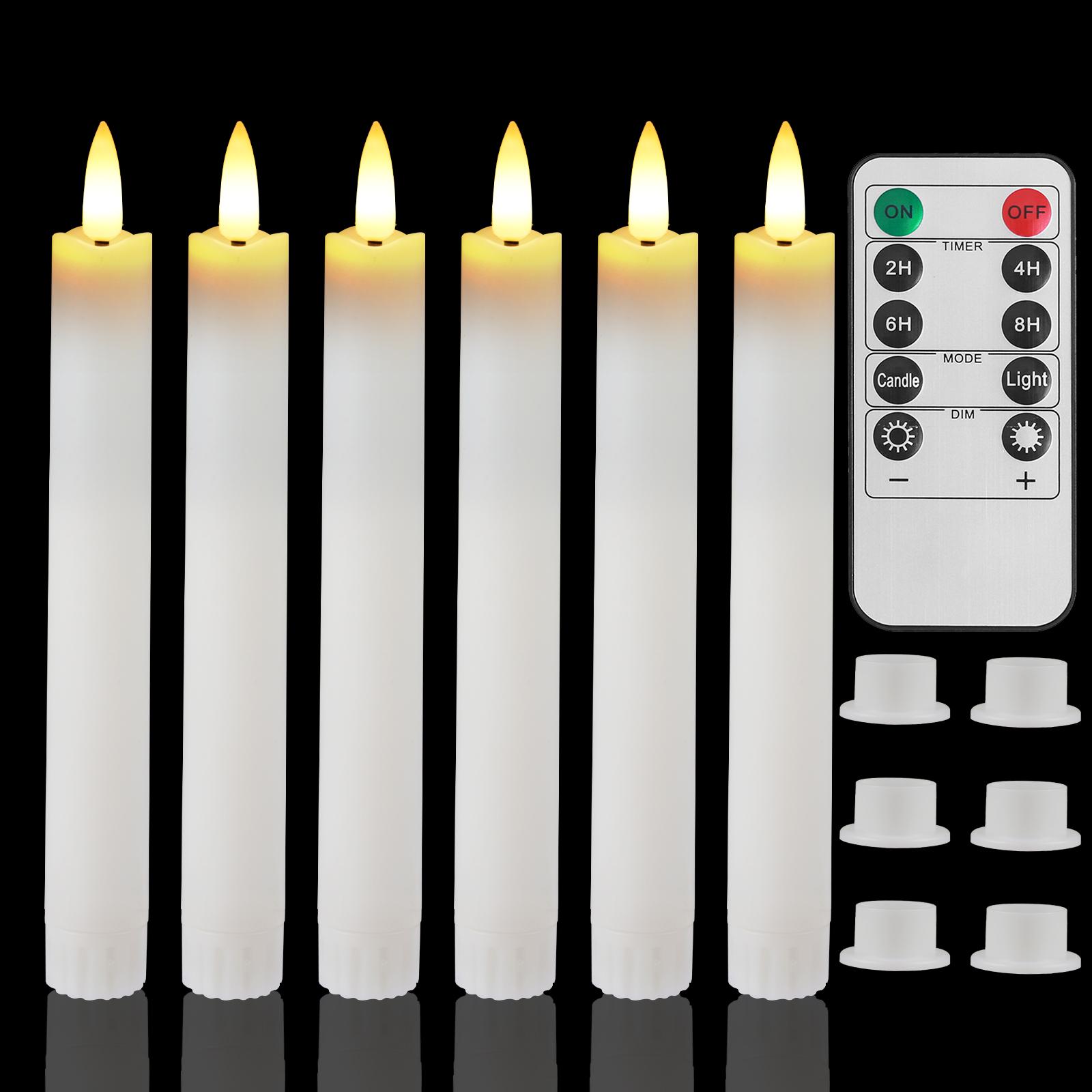 

Flameless Flickering Taper Led Candles with 10-Key Remote & Lamp Holder 3D Wick Window Candles for Christmas Wedding Home Decor 1 Set