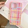 Colorful Plaid Contrast Color Suitable for IPhone16 Mobile Phone Case Apple 15 Protective Case 14pro Acrylic 13 Soft Edge