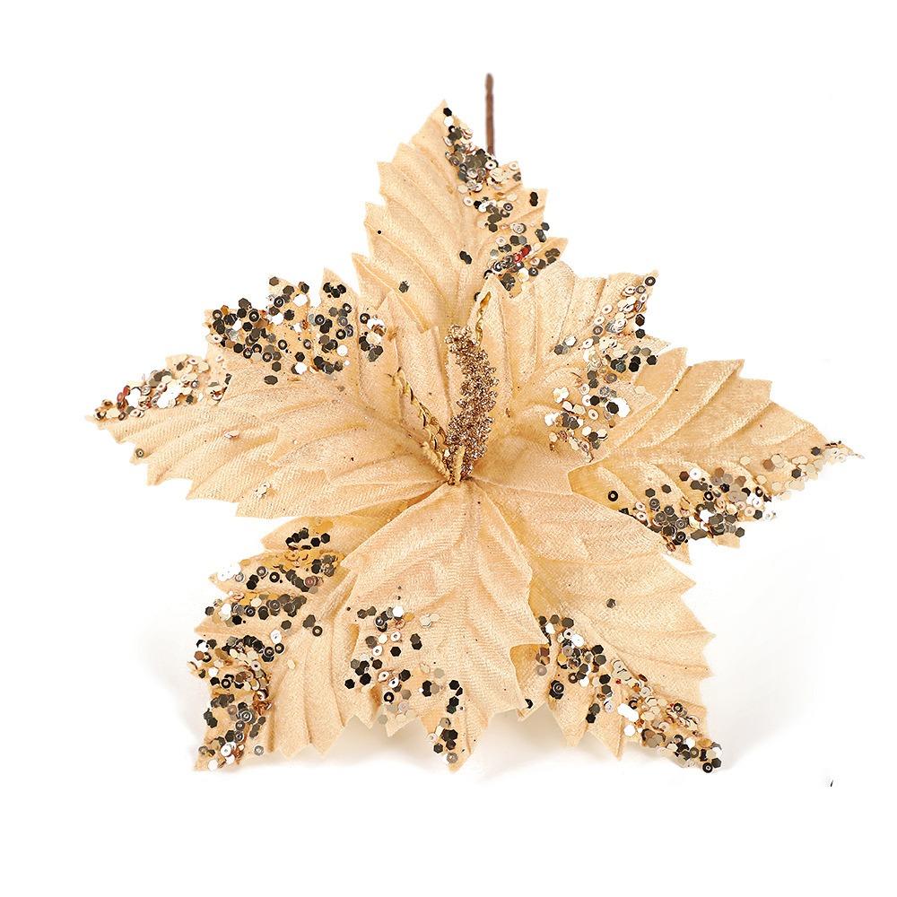 Unique Artificial Christmas Flowers Shiny Xmas Tree Accessories  Home Decor