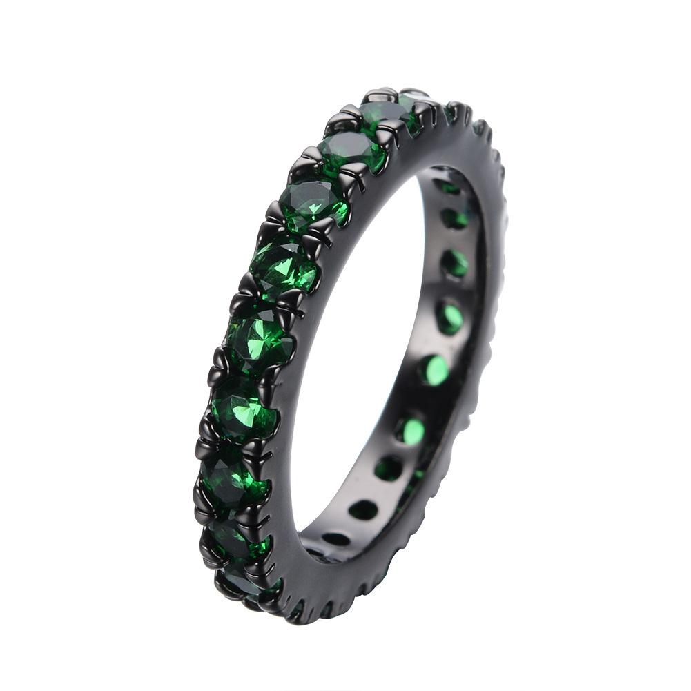 

Ring female zircon black gold emerald ring jewelry creative accessories no. 6 изумрудный