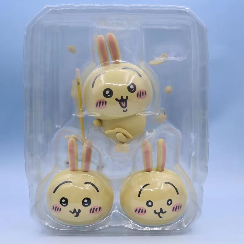 Cute Cartoon Chiikawa Usagi Action Figure Kawaii Anime Model Statue Collectible Doll With Replaceable Faces Desk Decoration Gift