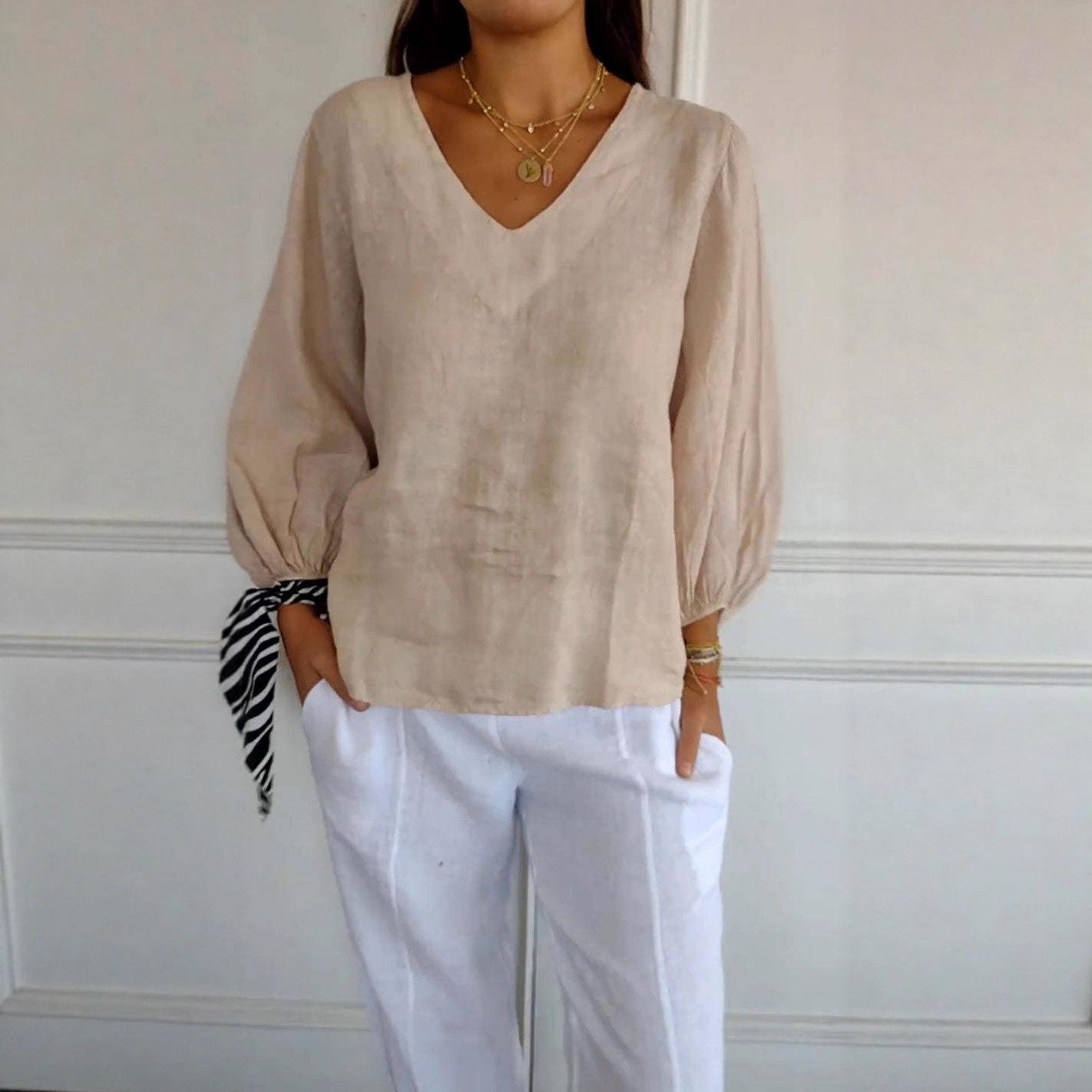 

Осенние однотонные женские футболки с V-образным вырезом и длинным рукавом 3XL абрикосовый