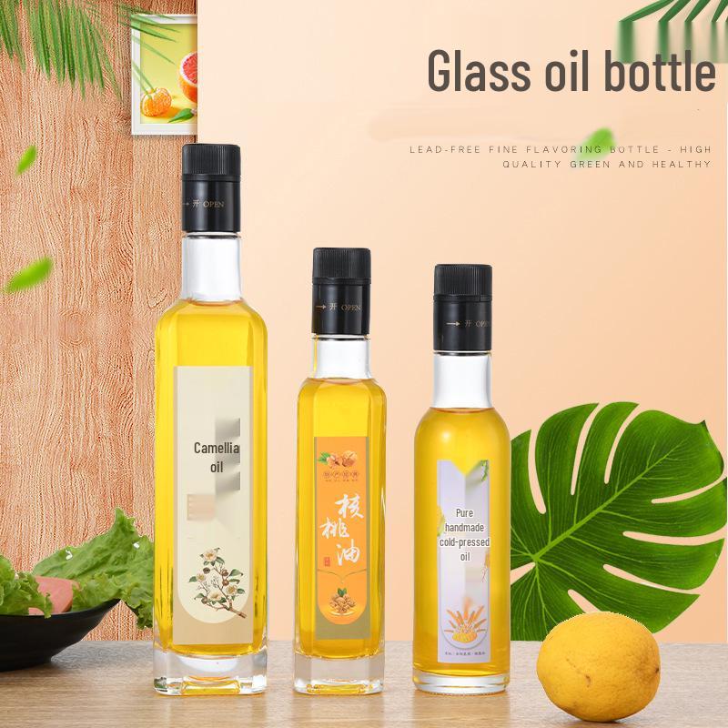 Verdickte Glas-Spenderflasche mit Deckel: Walnuss-, Oliven-, Kamelien-, Sesam- und Aromaöle