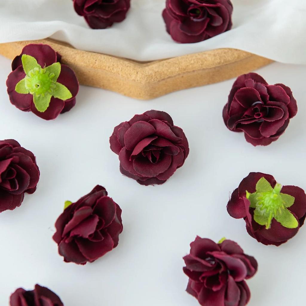 40/80pcs Artificial Flower Silk Rose Tea Bud Outdoor YardGarden arch Wreath Wedding Festival Home Decorat Festival Diy Gift Box