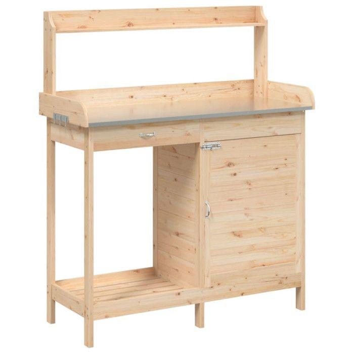 Table de rempotage en bois massif de sapin - VIDAXL - Hauteur 84 cm - Marron