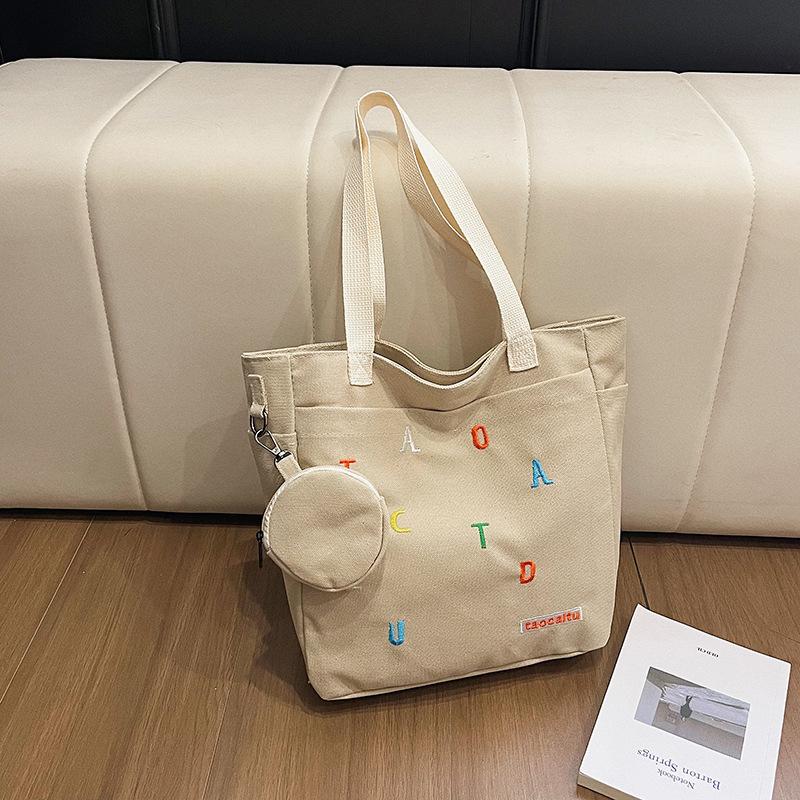Fashion Letter Print Tote Bag for Women, Large Capacity Casual Shoulder Handbag, Student and Daily Use Shopping Bag