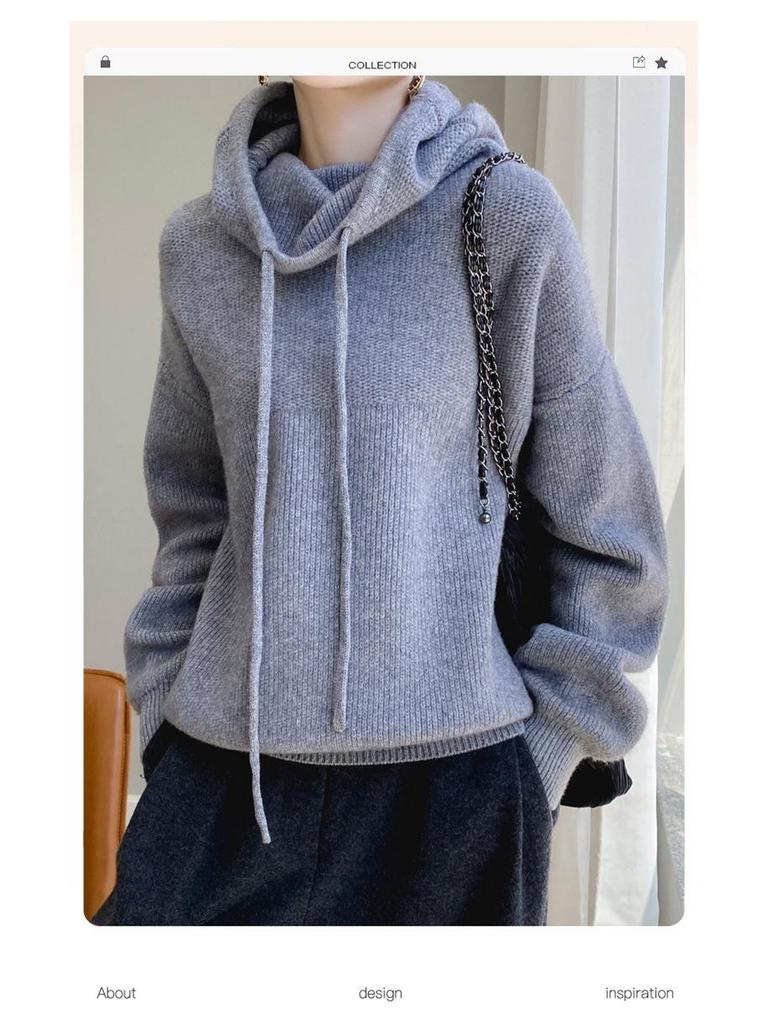 Women's 2024 Winter Loose Solid Color Thick Turtleneck Sweater