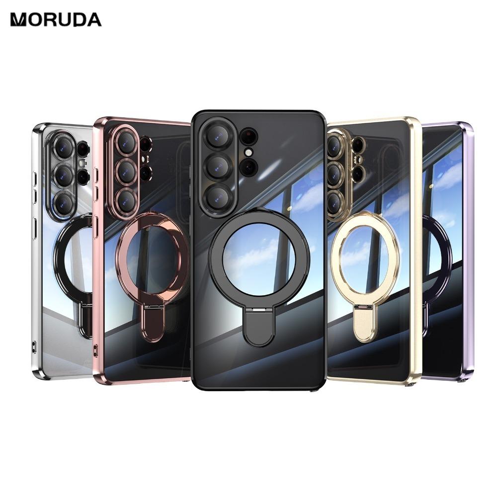 Transparent for Stand Plating Case for Samsung Galaxy S26 Ultra Magnetic Bracket Lens Film Cover for Samsung S26 Plus