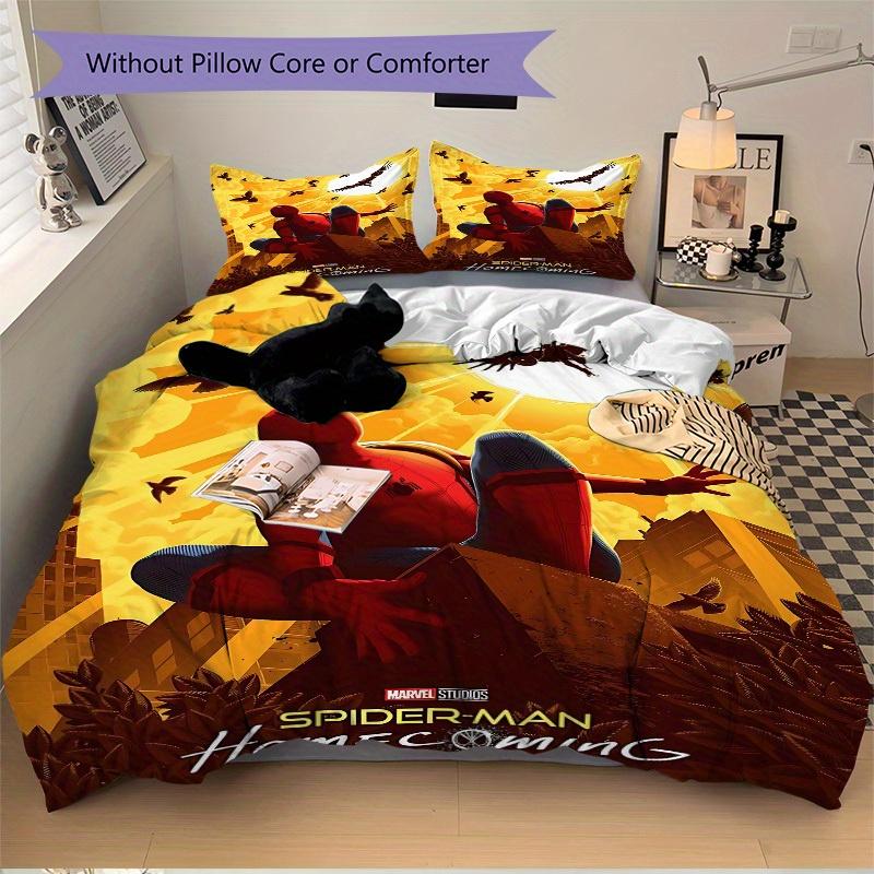 3pcs Spider-Man Homecoming 1 Cover+2 Pillowcases, Pillow Inserts Not Included, Machine Washable, All-Season Use, Teen and Adult Rooms115